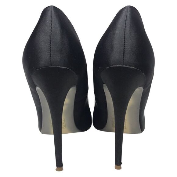 Missguided Black Satin Stiletto Heels Pumps Size 8 - Picture 6 of 10